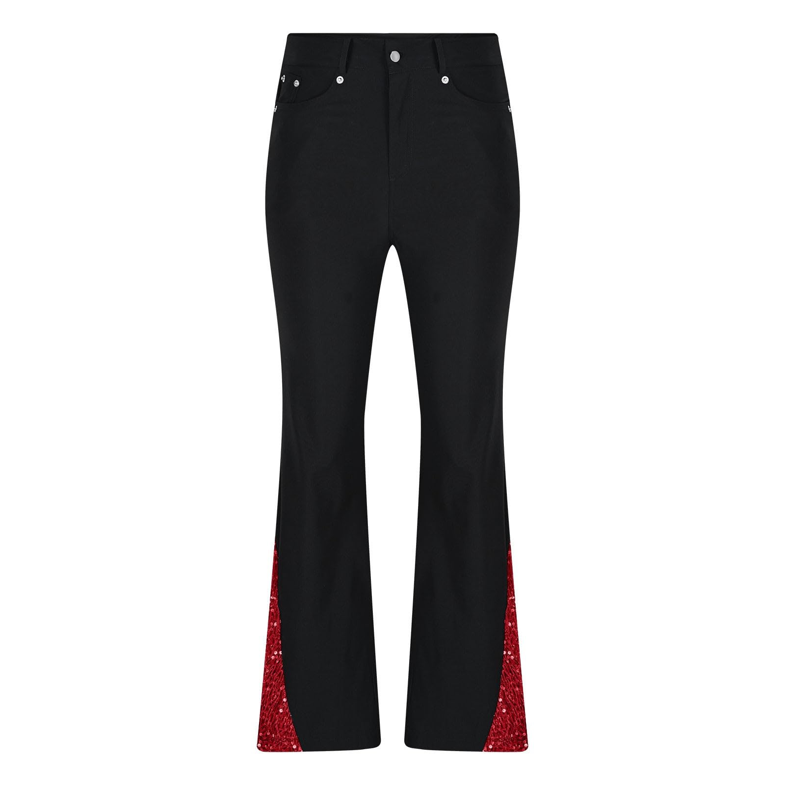 Pantalon évasé rétro WWricotta décontracté avec un patchwork de cristaux - 5