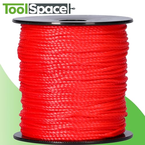ToolSpace Maurerschnur Bauschnur - 100m x 1.6 mm - Rot - Polypropylen-Seide - Richtschnur - Lotschnur - Stärke Pflasterschnur - langlebig & reißfest - Maurerschnur für Wasserwaage