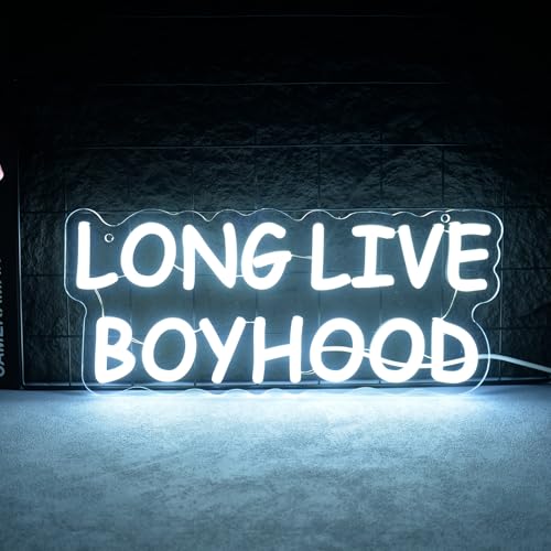 Image of Long Live Boyhood Neon Signs for Wall Decor, Dimmable Boys Room Classroom Neon Sign, USB Powered Kids LED Neon Light for Christmas Birthday Kid's Gift, Thanksgiving Gift (13.77 * 5.9in)