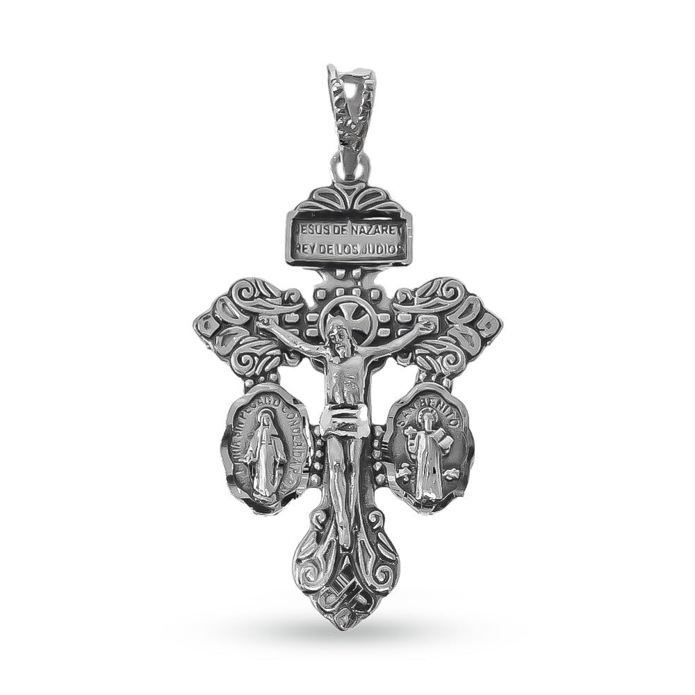 Cruz del Perdón Colgante Plata Ley 925m maciza 36mm. JESÚS DE NAZARET REY DE LOS JUDÍOS