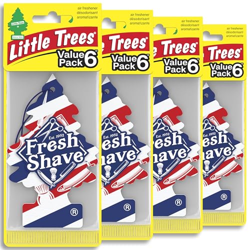 Image of LITTLE TREES Car Air Freshener | Hanging Tree Provides Long Lasting Scent for Auto and Home | 24 Air Fresheners |Fresh Shave