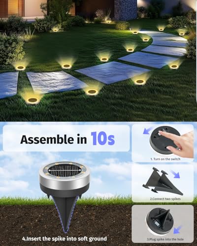 SenLuKit 24 Pack 2.1 inch Mini Solar Ground Lights Outdoor（Warm White）