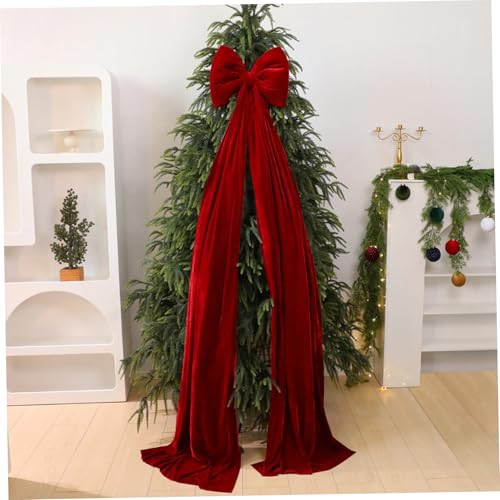 Lazos para árboles de Navidad gigantes, lazo rojo de terciopelo de 79x16'' para corona de pared 5