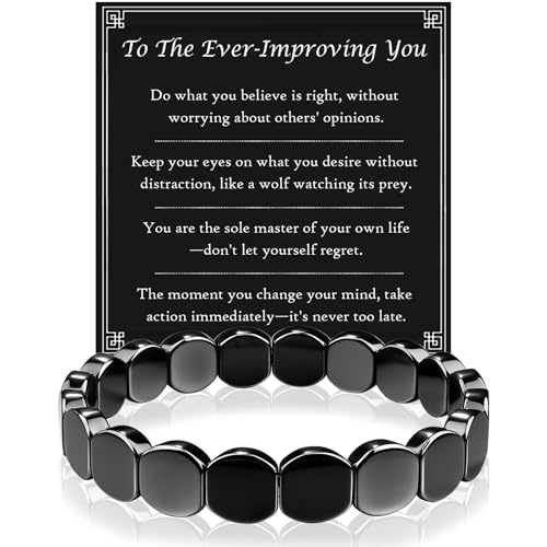 Saintda Hematite Bracelet Natural Healing Hematite Bracelet Men Confidence Inspirational Gifts Jewellery Bracelet For Men(8inches)