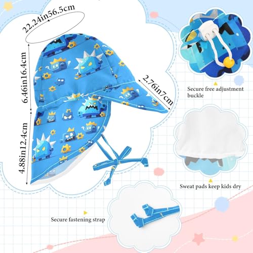 Kids Sun Hat Boy Hat Baby Girls' Sun Protection Large Brim Traveling Camping Hat Blue Cute Monster Cartoon4
