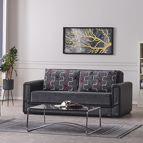 Sweet Home Stores 78" Fabric Sleeper Sofa with Storage, Gray