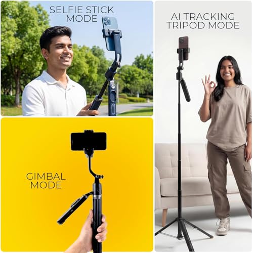 Image of MAYSON AI Face Tracking Tripod with 2 Fill Lights, 360 Auto Tracking, Bluetooth Remote for Reels, Vlogs & Content Creation