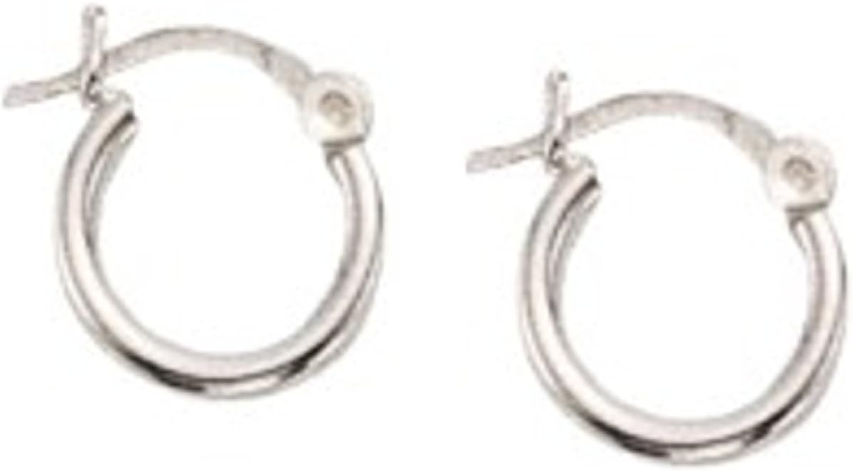 Sterling Silver Mens Unisex Tubular Hoop Earrings 12mm