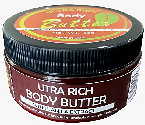 Lavender Vanilla Ultra Rich Body Butter Creamy Body & Facial Skin Cream For Babies & Adults With Sensitive Or Eczema And Face Moisturizing,Free From Petroleum, Gluten, Soy, Dairy, Harmful Chemicals, Parabens, Sulfates 8 Oz #TOP5