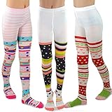 TeeHee Little Girls and Toddlers Fashion Tights 3 Pair Pack (3-5 Years, Colorful)
