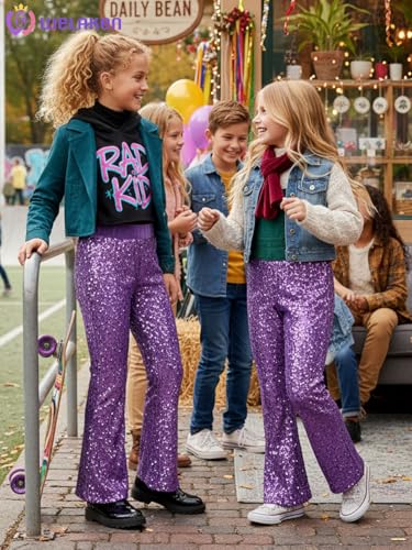 Image of WELAKEN Sequin Casual Pants for Girls with Lining Kids & Little Girl's Sparkling Trousers