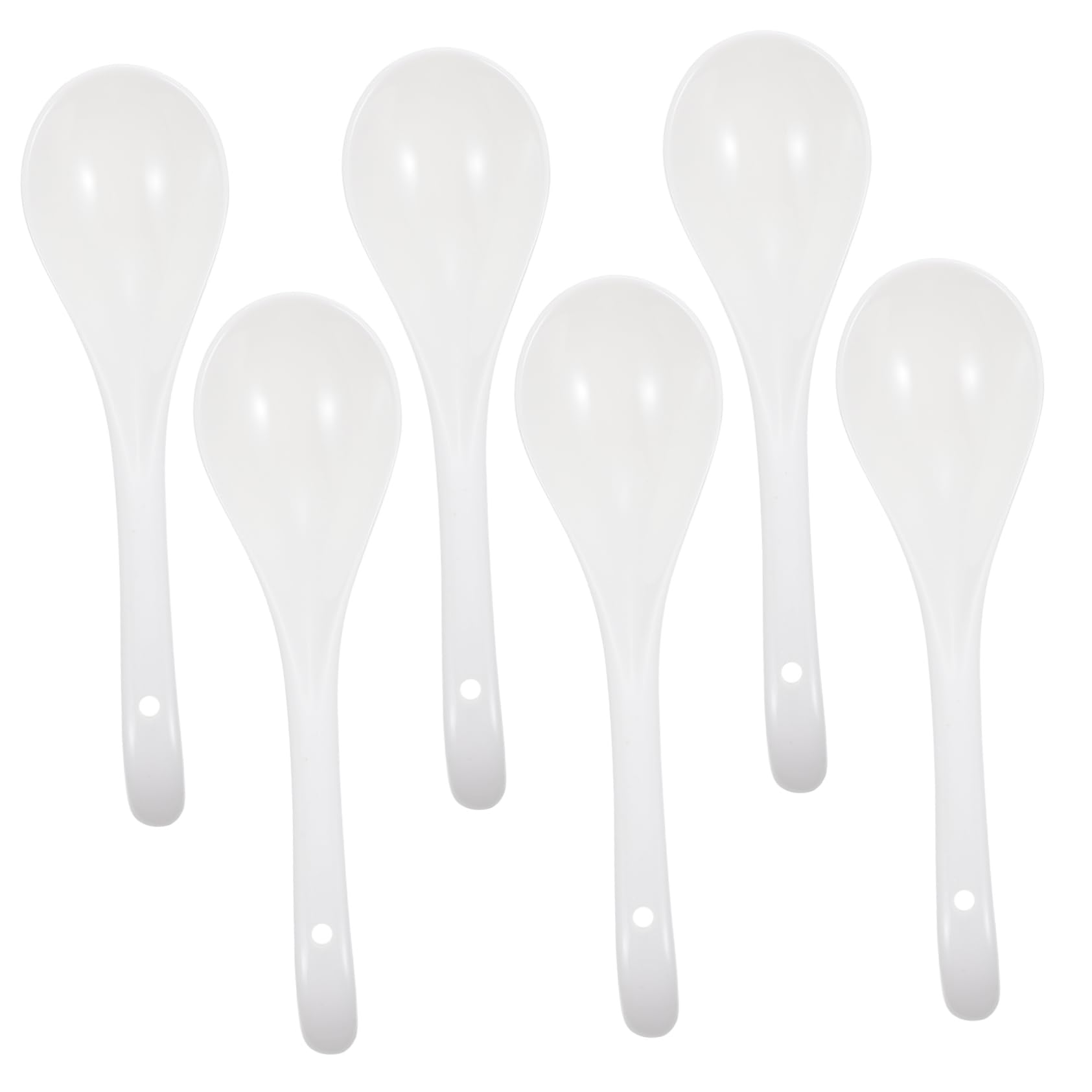 SHOWERORO 6stücke Keramiklöffel Für Suppe Und Brei Glatt Und Weich Weiß Esslöffel Für Hause Langlebige Küchenbedarf