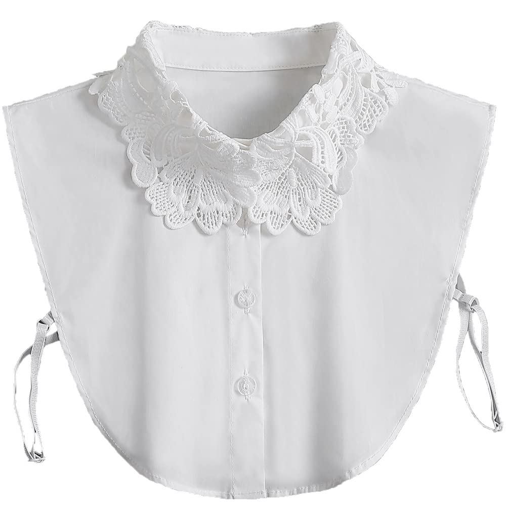 LoudSung Fake Collar Detachable Half Shirt Blouse False Collar Lace Hollow Out Elegant for Women Girls