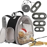 Bearded Dragon Travel Backpack with Harness and Leash Set,Lizard Backpack Travel Carrier,Space Capsule Clear Bubble Window Astronaut Reptile Carrier Backpack, Airline Approved