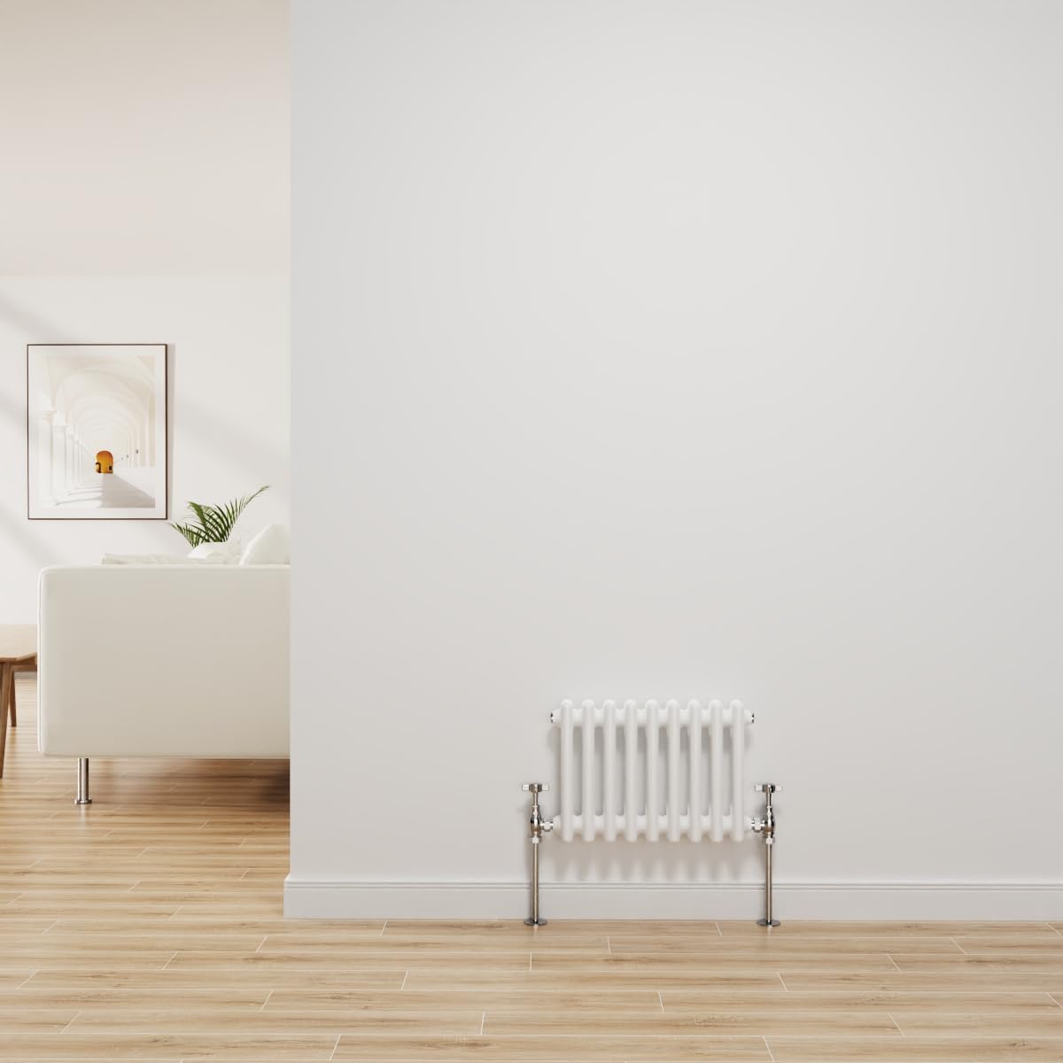 Nrg Gloss White Traditional Radiator Cast Iron 2 Column Horizontal Central Heating Bathroom Radiators 300X425mm
