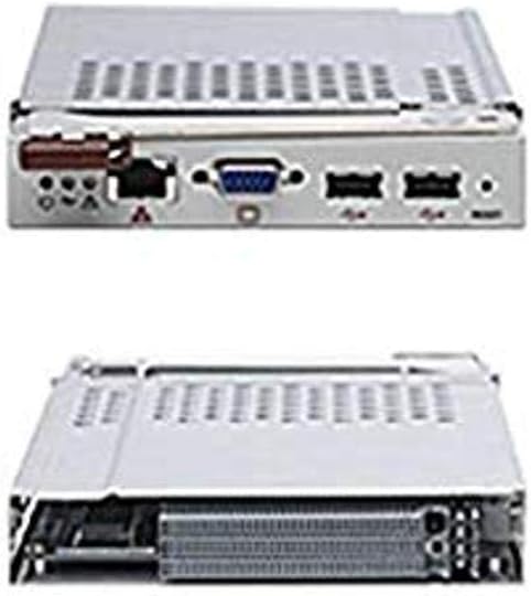 Üst ve arka view of the Supermicro SBM-CMM-001 Chassis Management Module. The top view shows ventilation grilles. The rear view displays various ports including Ethernet, VGA, USB, and other connectors for chassis integration.