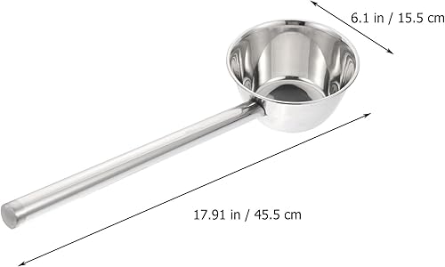Miniatura 4 de Yardwe Cucharón de agua de acero inoxidable de mango largo, cuchara alargada de 18.3 pulgadas para regar flores, verduras y uso en la cocina, gran
