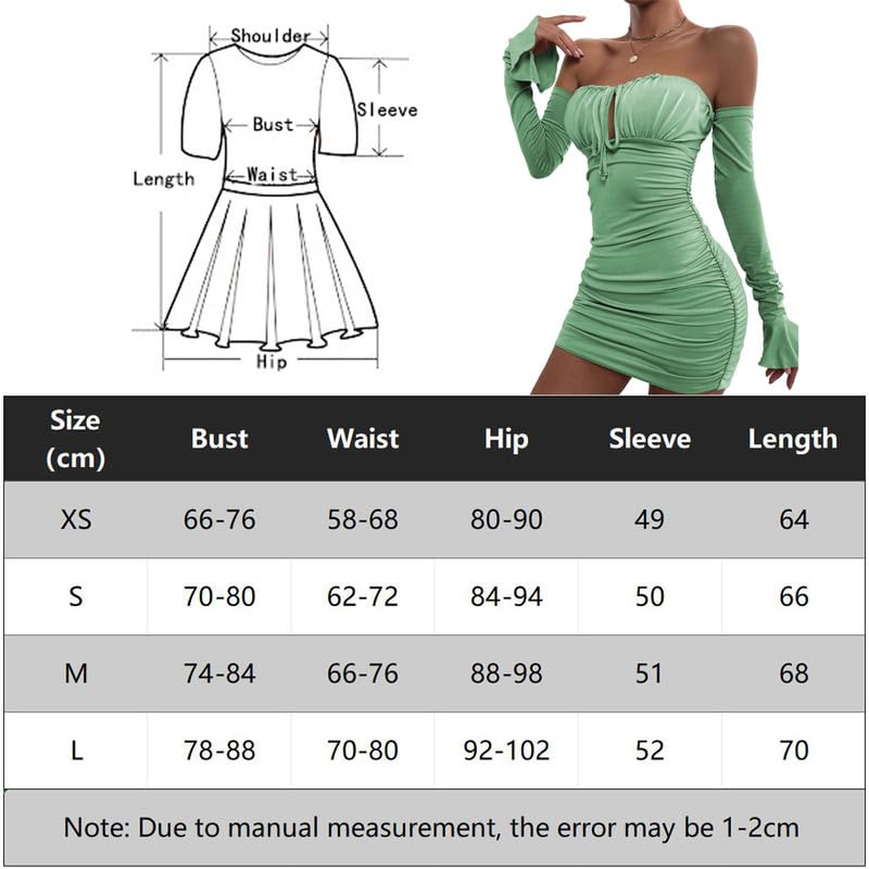 Haibang Robe Moulante à Manches Longues pour Femmes Mini Robe de Soirée Sexy Épaules Dénudées Robe Élégante Robe Courte Bodycon Dress Chic Et Glamour pour Soirée Cocktail Party Fête Clubbin Bal