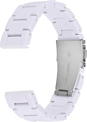 C2D JOY Compatible with Garmin vivoactive 4s Thin Light Resin Strap With Stainless Steel Buckle Replacement Bands - 18mm White