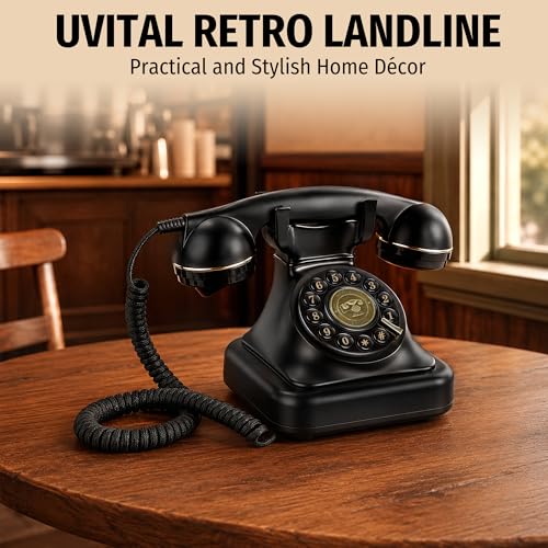Uvital Retro Landline Telephone, Vintage Corded Desk Telephone Black by Uvital - Image 7
