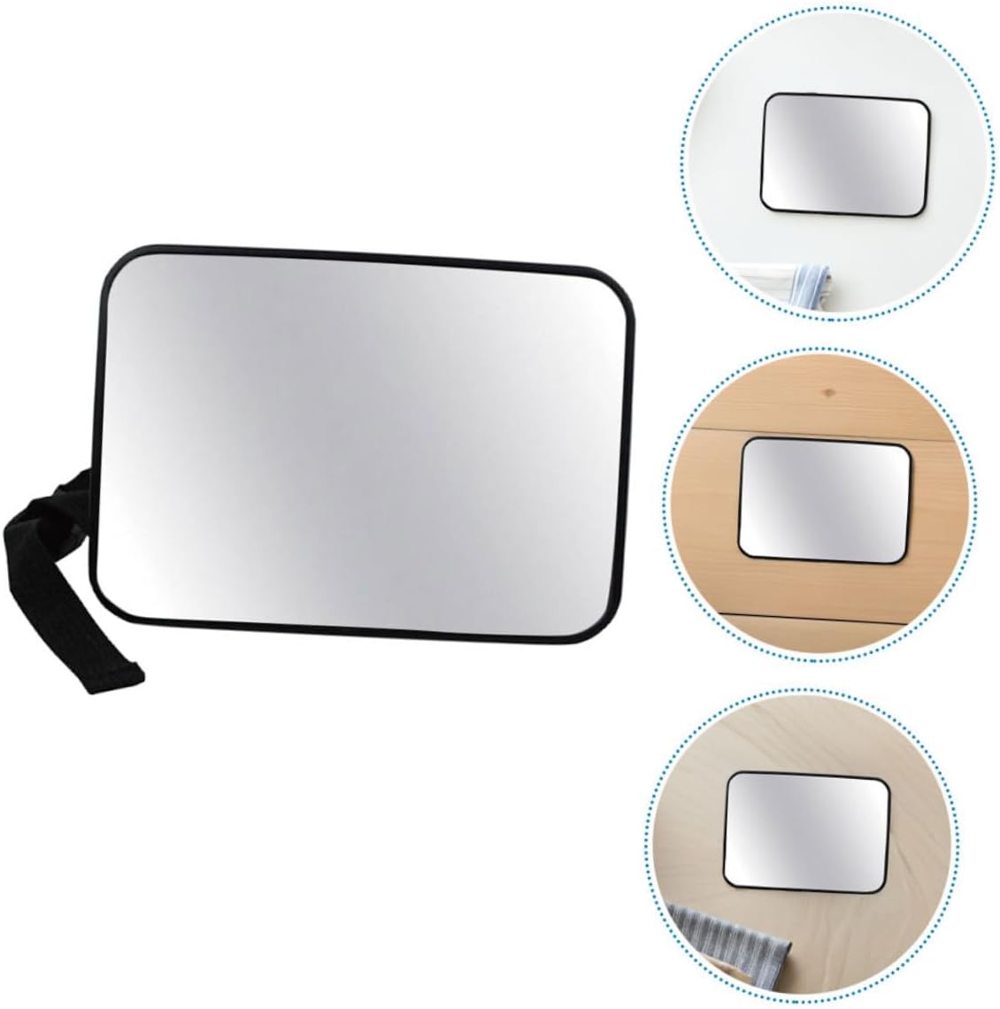 Car Mirror for Rear Facing Car Seats, Shatterproof Wide Angle Rearview Mirror with 18.8x13.5cm Square Glass, Black Frame for Safety and Driver Visibility