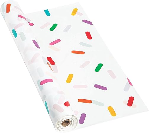 Amazon.com: Fun Express Birthday Sprinkles Plastic Tablecloth Roll ...