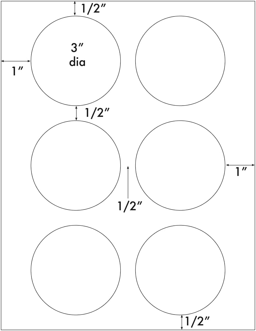 600 Label Outfitters Blank Printable Large White Matte Round 3" Diameter Laser and Inkjet Print-to-The-Edge Labels 100 Sheets
