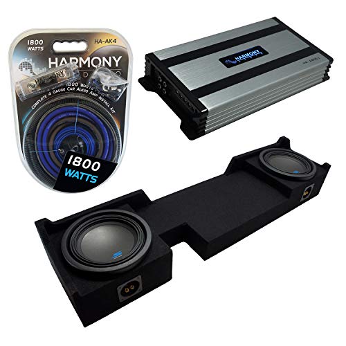 Compatible with 2004-2006 Ford F-150 Super Crew Truck Alpine Bundle Type S S-W10D2 Dual 10" Sub Box Enclosure with Harmony HA-A800.1 Amplifier & 4GA Amp Kit