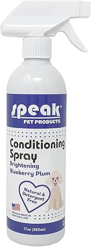 Speak Pet Products Spray acondicionador natural sin enjuague, para perros, hipoalergénico sin perfume, 17 onzas