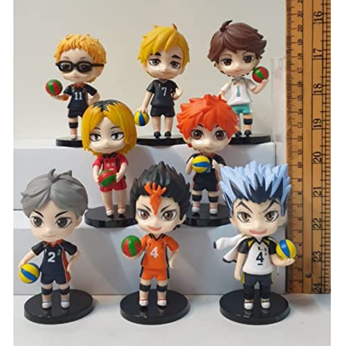 Image of Trunkin Haikyuu Volleyball Action Figure Set C 8 Pcs 9 cms Set Rubber Figure Set Anime Bokuto Oikawa Kenma Hinata Shoyo Tobio Koushi Model Toy Boy Gift Collectible Figurines,Multicolor