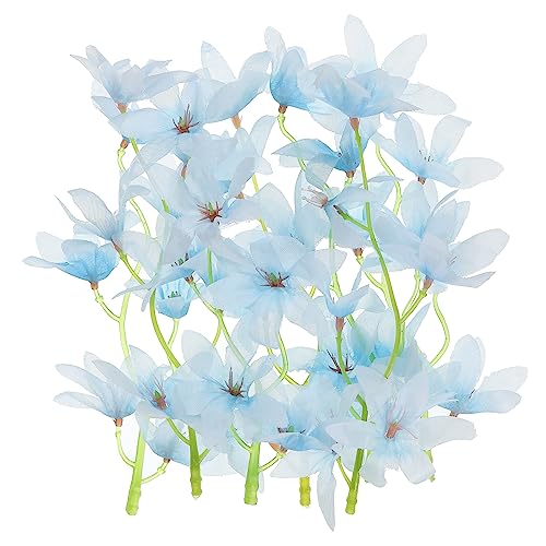 PATIKIL 7 Artificiale Orchidea Fiore, 12pz Candele Galleggianti Simulazione Fiore Cilindro Vaso Riempitivi per Casa Matrimonio Decorazione, Blu