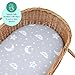 Bassinet Sheets for Baby Delight Snuggle Nest, Beside Me Doze, Snoo Smart, Fisher Price by TansyPanda, 3PC, 32 x 17 Inch, Ultra Soft, Breathable, Snug Fit, Unisex Boys, Girls (Moon, Stars, Clouds)