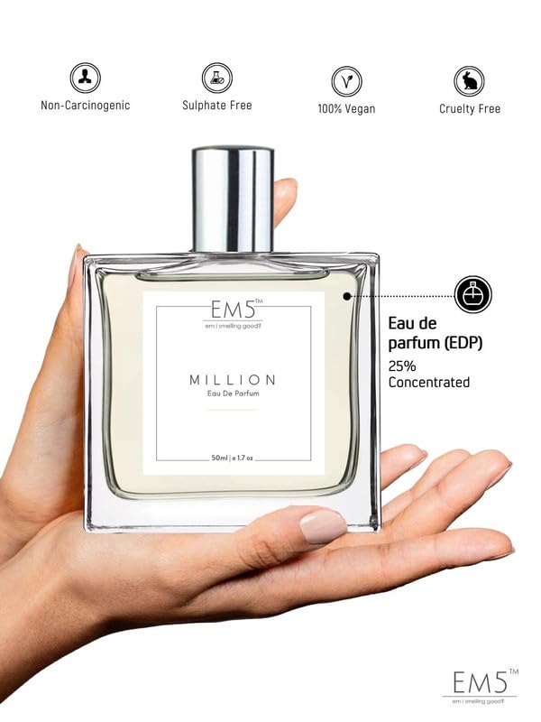 Image of EM5 Million Perfume for Men | Amber Woody Fresh Spicy Fragrance | Eau de Parfum Spray | Luxury Gift for Men