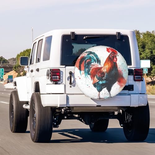 Image of Dujiea Bright-Colored Rooster Spare Tire Cover, Universal Wheel Tire Cover Waterproof Dust-Proof Tire Protectors for Trailer Rv SUV Truck Camper and Many Vehicle 14 15 16 17 Inch