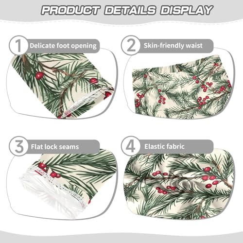 ZZKKO Girls Leggings Christmas Tree Branches Toddler Girls Clothes Leggings for Girls Toddler Girls Leggings 3-4T3