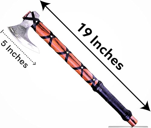 Hacha vikinga de acero al carbono hecha a mano personalizada, hacha Ragnar Lothbrok de 19 pulgadas con funda de cuero, hacha de campamento y caza en