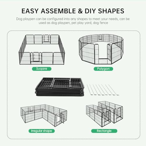 BestPet | Dog Playpen | 40 Inch, 16 Panels | Heavy Duty Metal Pet Exercise Pen | Indoor Outdoor Fence Panels | Rust-Resistant, Removable, Tool-Free Setup | Anti-Skid, Expandable Design