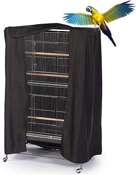 SUNSURE Extra Large Bird Cage Cover Breathable Waterproof Material Universal Black-Out Bird Parrot Cover Good Night Birdcage Cover Sleep Helper for Parrots Parakeets Budgies Macaw 34.5x25x47in