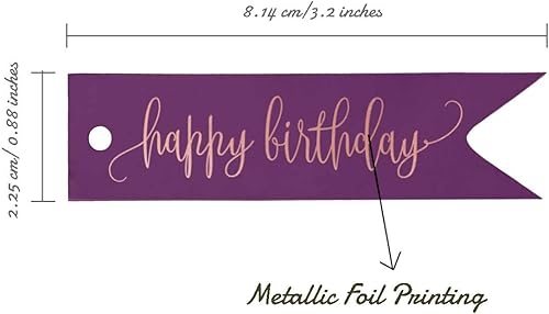 Miniatura 16 de Etiquetas de papel para colgar con texto en inglés «Happy Birthday», 100 unidades Azul,Aqua Blue,Negro -,azul, cerceta (Dark Teal Blue),Rosa