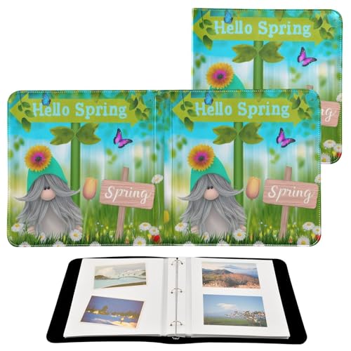 Álbum de fotos adhesivo DIY Scrapbook Album Primavera Gnomo Mariposa Flor 3 anillas 40 páginas 8x10 para recuerdos miniatura 2