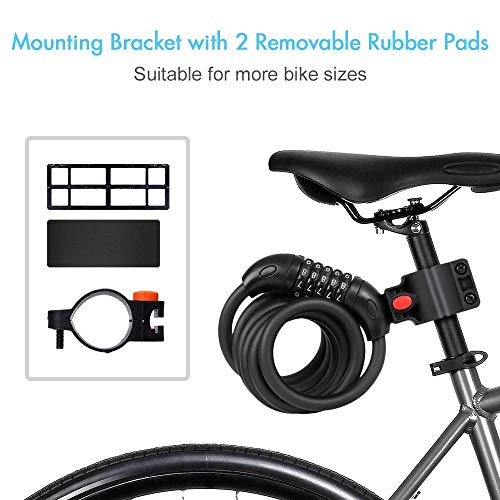 REHKITTZ Bike Lock Bicycle Locker Combination 5 Digit 120cm/12mm Long Cycle Cable Locks Bikes Chain High Security for E-Bike Mountain Bike Outdoor Ski Gate Accessoriess - Image 4