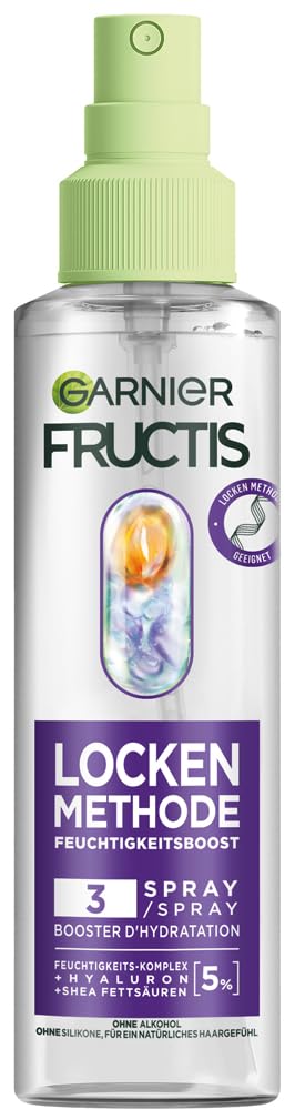 Garnier Feuchtigkeitsauffüllendes Pflege-Spray für alle Arten von Locken, Definition & Sprungkraft, Mit Hyaluron und Shea-Fettsäuren, Vegan, Ohne Silikone, Fructis Locken Methode, 1 x 150 ml
