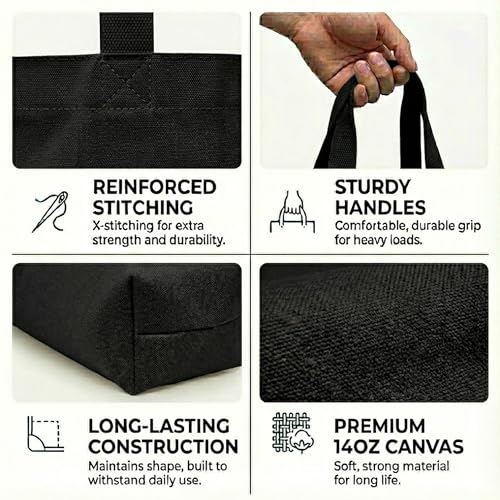 BasicList Extra Large Canvas Tote Bag - Black by BasicList - Used condition - Image 5