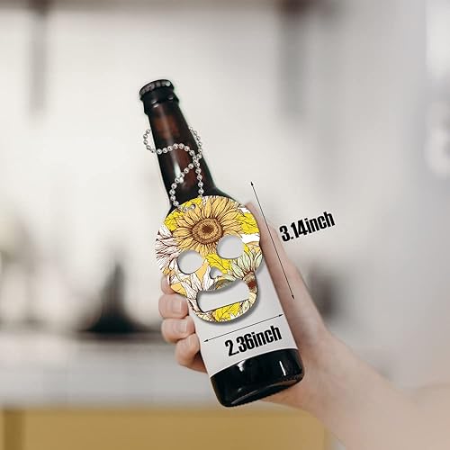 Miniatura 3 de Abridor de botellas de calavera de girasol para niña camarera, mujer, ella, hermana, niña, amiga, llave de barra de calavera, decoración de calavera