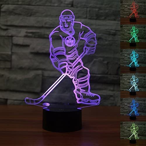 Molly Hieson 3D Ice Hockey Player Night Light Usb Touch Switch Decor Table Desk Optical Illusion Lamps 7 Color Changing Lights Led Table Lamp Xmas Home Love Birthday Children Kids Decor Toy Gift #TOP1