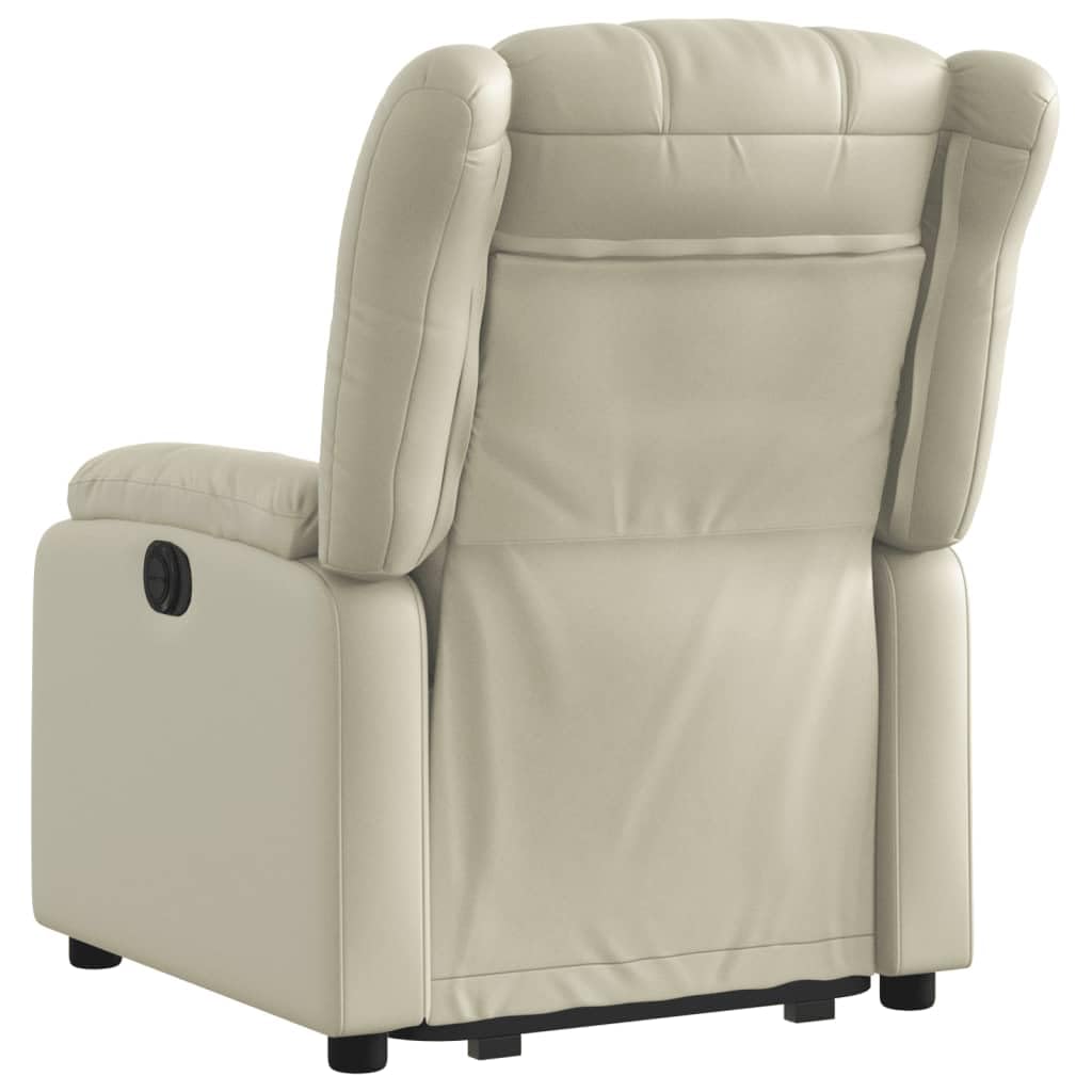 Gecheer Poltrona Alzapersona Reclinabile Crema in Similpelle,Poltrona Relax Reclinabile,Poltrona da TV,Poltrona per Anziani,Poltrona Relax Elettrica/Manuale,Poltrona Relax Alzapersona