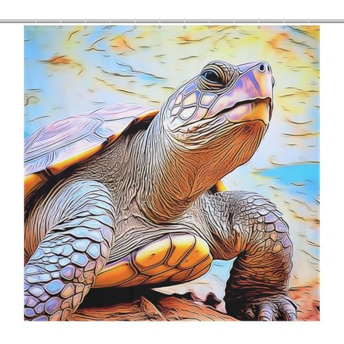 Rideau douche polyester lavable et imperméable motif tortue - 7