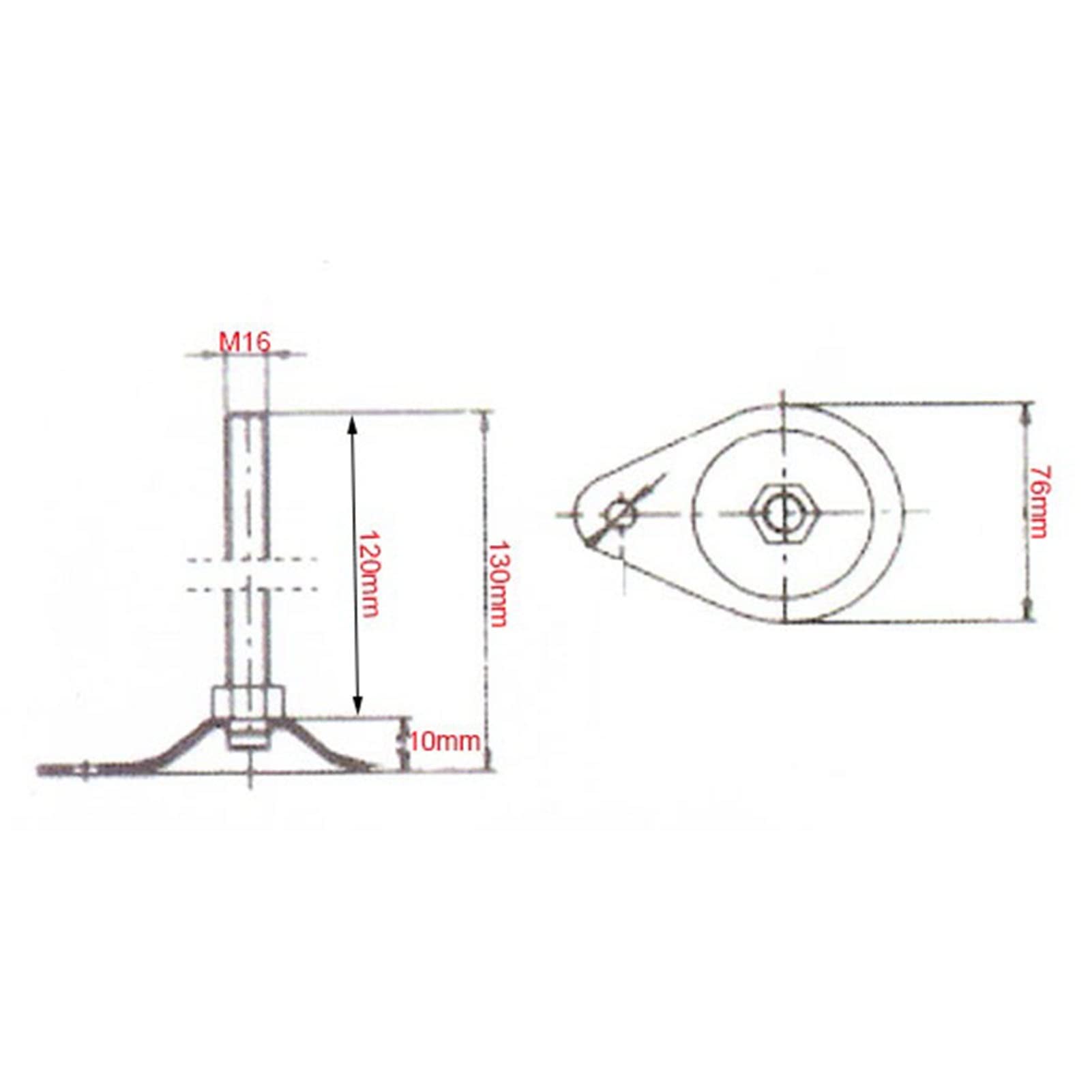 nóżki poziomujące, 4 szt. M16x120mm, przegubowe nóżki o średnicy 76mm do poziomowania podstawy, kuchni, warsztatów