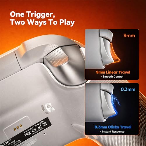 Image of Aolion gaming K30 Wireless Gaming Controller for Switch 2 /Switch /PC /iOS /Android, TMR Joysticks with 1000Hz Polling Rate, Hall Triggers, Swappable ABXY Buttons, RGB Lighting, Programmable Back Buttons