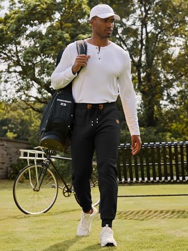 JMIERR Men's Fleece & Regular Sweatpants with Zipper Pockets Tapered Joggers Drawstring Waist Athletic Workout Track Pants4